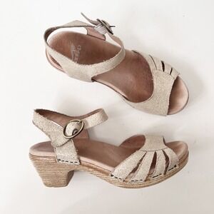 Dansko Marlow Oyster Sandals Size 37 White Mary Jane Leather Ankle Strap 6.5-7